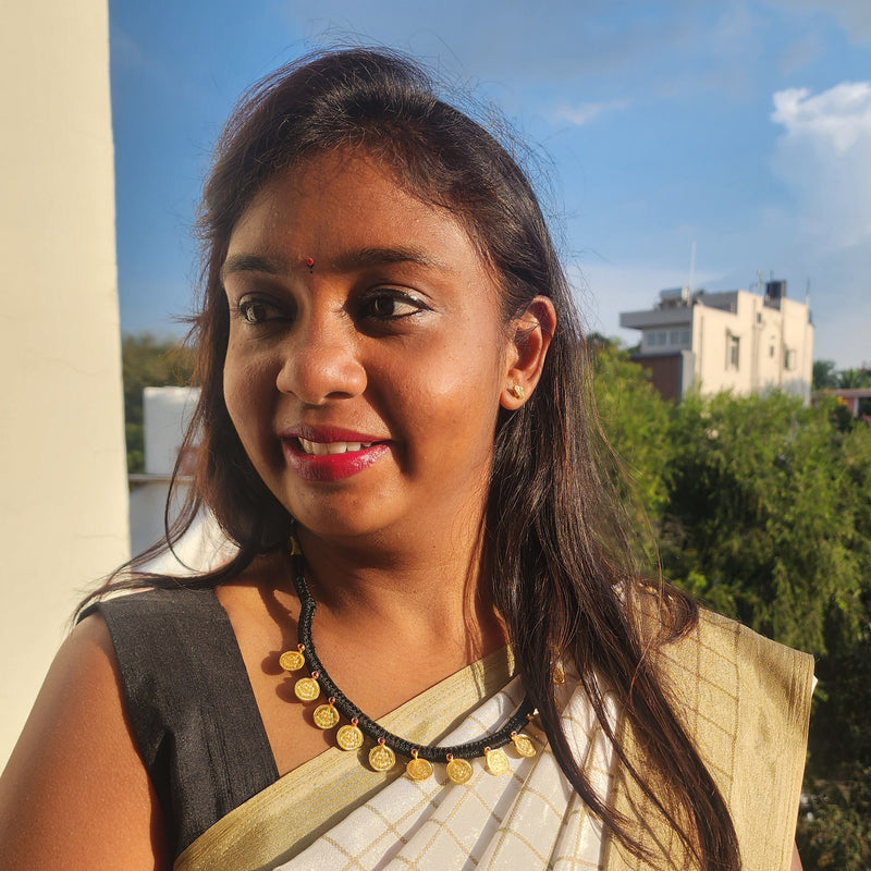 Kempu Kasu Thread Necklace