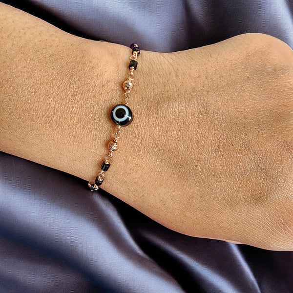 Rosegold Round Evil Eye Bracelet