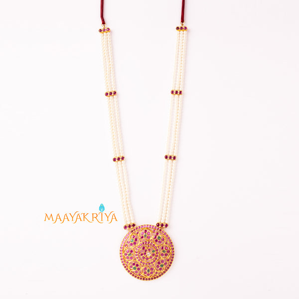 Rakudi Pendent 3 line Pearl Mala