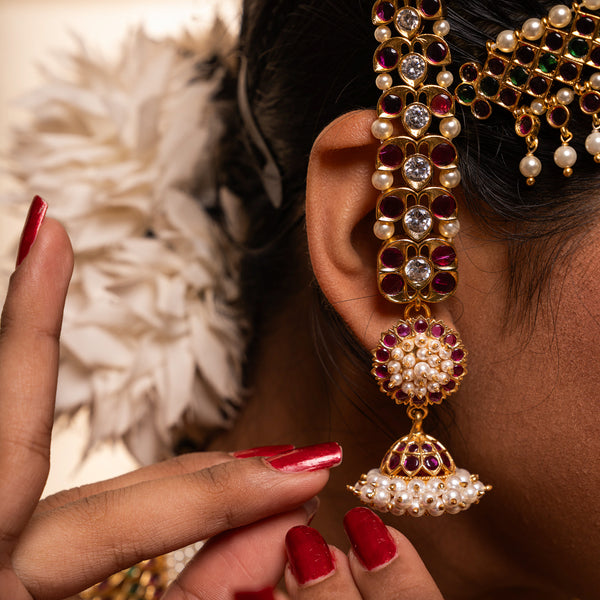 Belli Moda Pearl Jhumkha Dhavala Pushpa