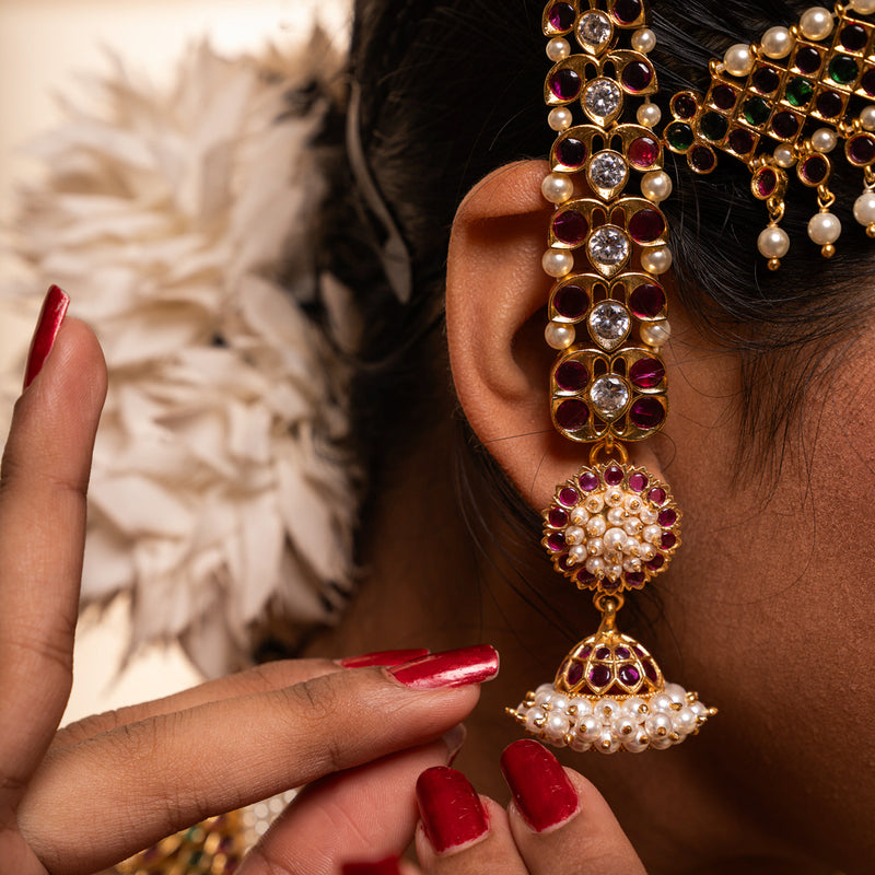 Belli Moda Pearl Jhumkha Dhavala Pushpa