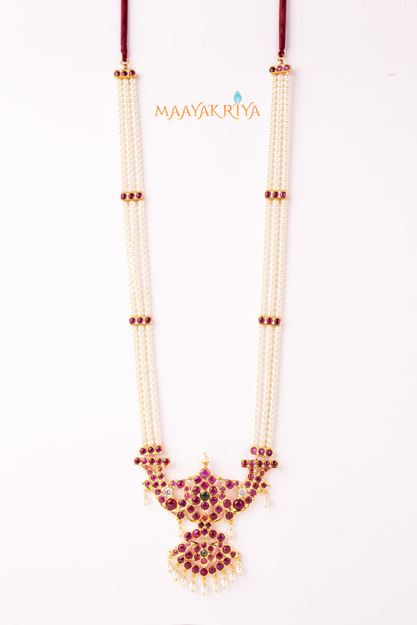 Makari 3 line Pearl Mala