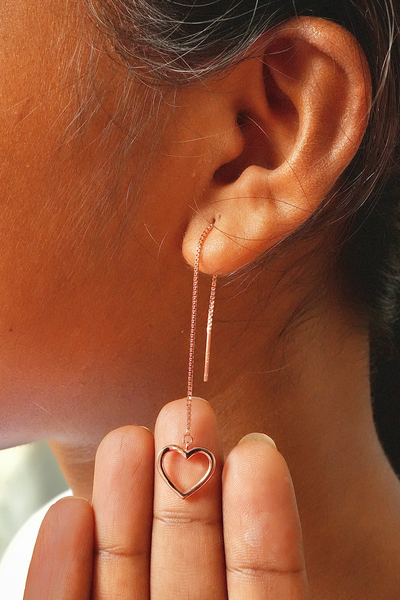 Heart 18k Rosegold 925 Silver Sui Dhaga Earrings