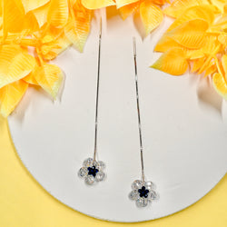 Crystal Flower 925 Silver Sui Dhaga Earrings