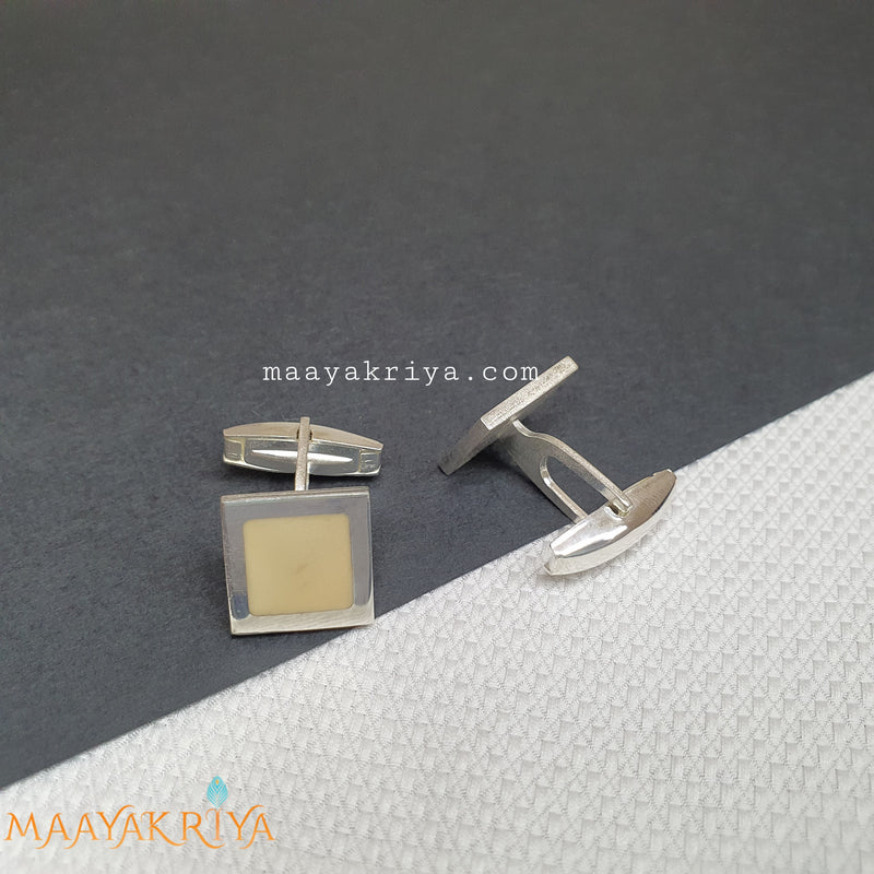 Square White Cufflinks