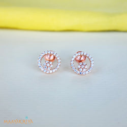 Round Flower Rosegold Earrings