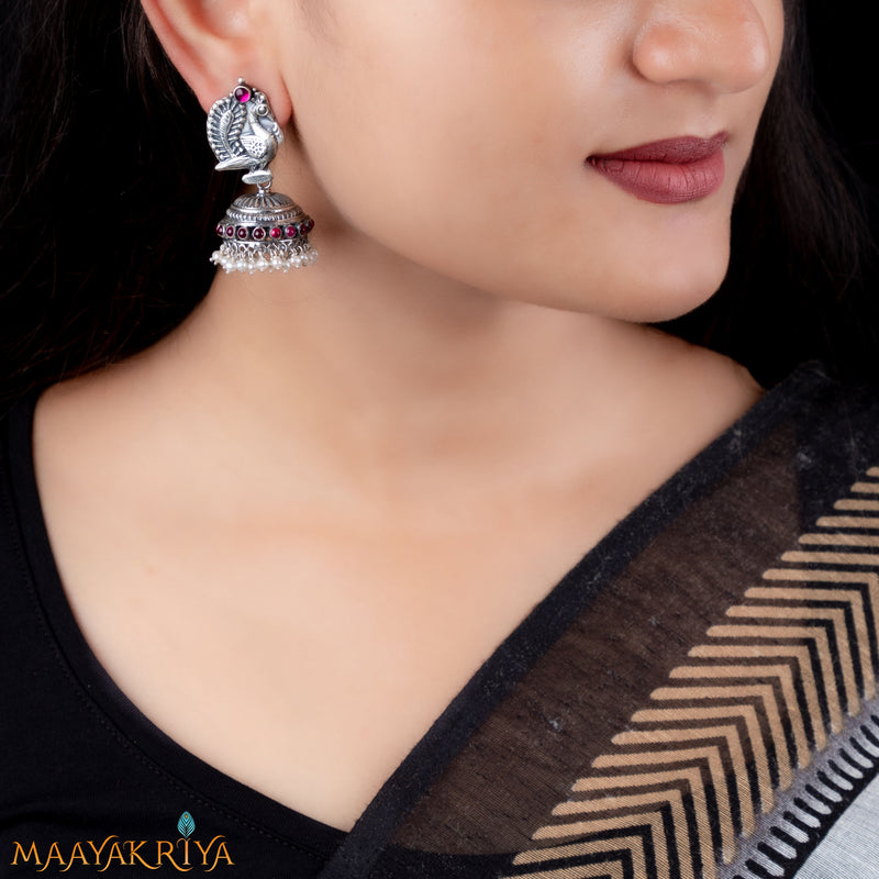 Silver oxidized traditional Jhumka