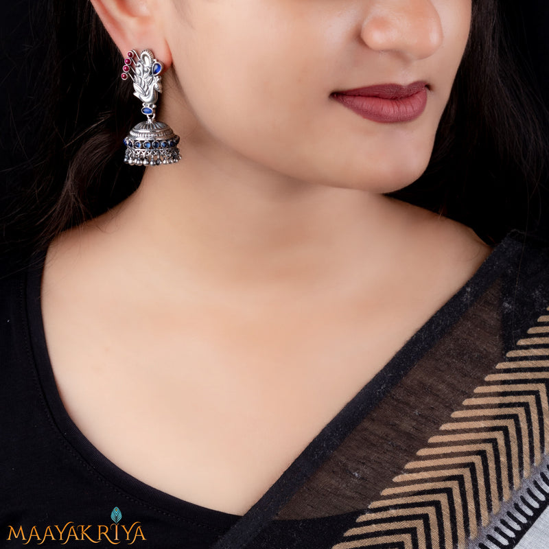 Silver Oxidised Jhumka