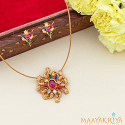 Navaratna Lakshmi Pendant Set